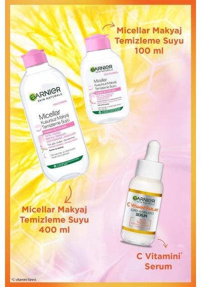 Garnier Parlak Bakım Seti - C Vitamini Serum & 100 Ml Micellar & 400 Ml Micellar pktgrnparlakset-10741