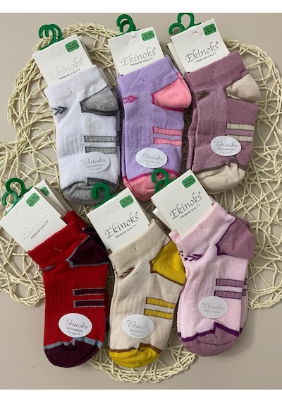 Ekinoks Socks Ekinoks Liva Asorti Dikişsiz Kız Çocuk Patik Çorap 12li Set 3260 Renkli