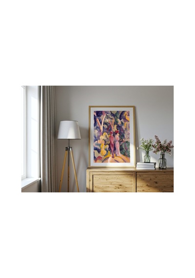 Modern Sanat Macke Orman Yolunda Çift Çerçevesiz Poster 21x30 Cm A4 Tablo Modern Sanat Ekspresyonizm