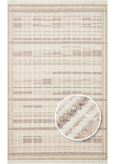 Eko Halı Joy 04 Beige Grey Hav Toz Vermeyen Etnik Desenli Halı Bej 3