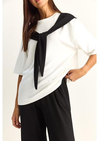 Shade Kadın Şal Detaylı Basic T-shirt Beli Lastikli Bol Pantolon Alt-üst Modal Takım 4116 60286084 - Siyah-beyaz Çok Renkli Shade Kadın Şal Detaylı Basic T-shirt Beli Lastikli Bol Pantolon Alt-üst Modal Takım 4116 60286084 - Siyah-beyaz Çok Renkli