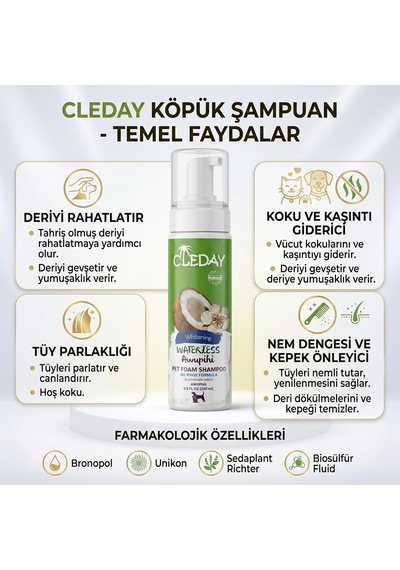 Kedi Ve Köpekler İçin Su Gerektirmeyen Köpük Şampuan 200 Ml
