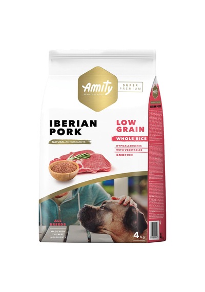 Amity Super Premium Az Tahıllı Iberian Pork Yetişkin Köpek Maması 4 KG