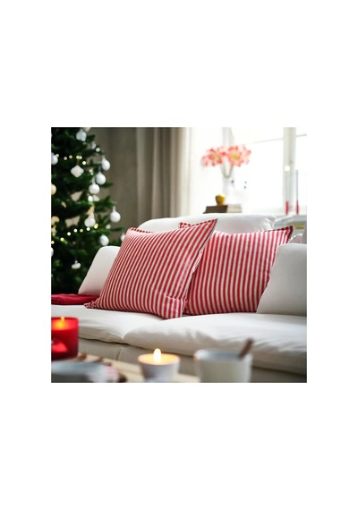 Ikea Vınterfınt Yastık Kılıfı 50 X 50 Cm Kırmızı - Beyaz - Siyah Çok Renkli