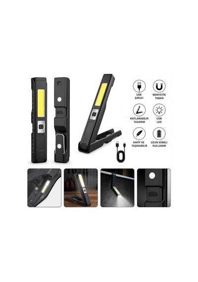 Gold Silver Gs-2070 30w Şarjlı Mıknatıslı Katlanabilir Led Çalışma Tamirci Feneri Evimdeyokyok