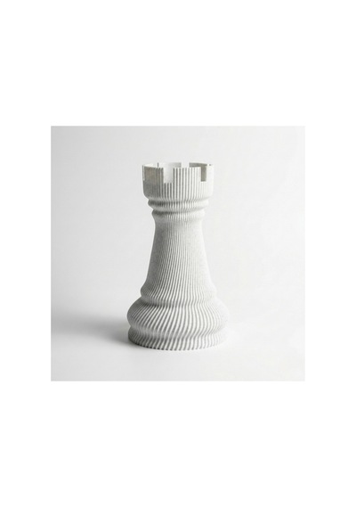 Beyaz Mermer Dokulu Kale Tasarımlı Dekoratif Vazo Ve Saksı - Modern Spiral 3d Tasarım 18x11 Cm Beyaz