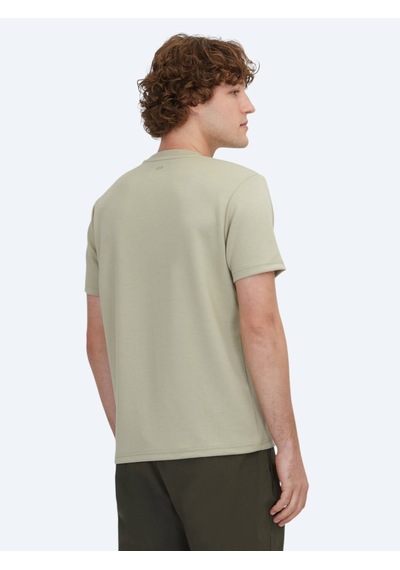 Kip Açık Haki Düz Bisiklet Yaka T-shirt Açık Haki