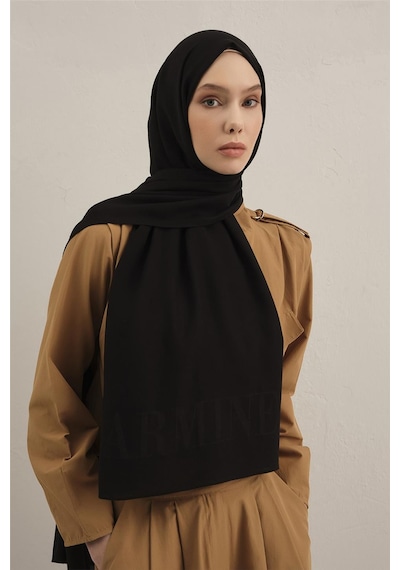 Armine Logo Drop Pamuk İpek Şal 01 Siyah