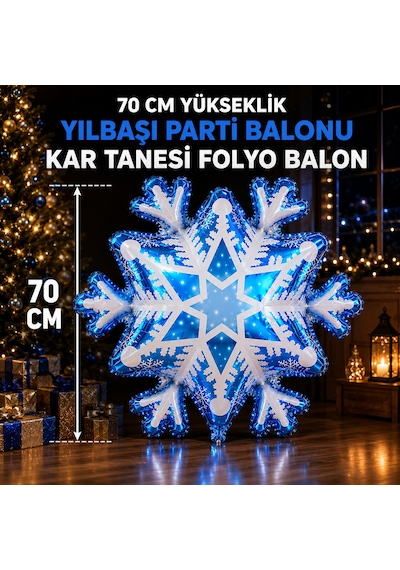 Yüksek Kalite 2 Adet 70cm Kırmızı Mavi Kar Tanesi Folyo Balon Mavi Kırmızı Kar Tanesi Yılbaşı Balonu