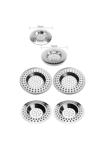 Paslanmaz Metal Süzgeç 2 Li Lavabo Süzgeci Evye Süzgeç Sink Strainer