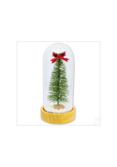 Yılbaşı Ağaçlı Ve Led Işıklı, 17cm X 8cm Cam Fanus