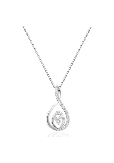 Brezza Lusso Jewelry Sonsuzluk Zirkon Taşlı Anne Bebek Gümüş Kolye 45 CM