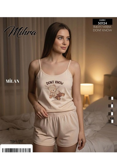 Miressa Pamuklu Pijama Takımı Krem