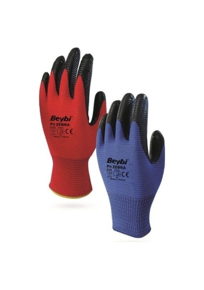 Beybi Nitril Eldiven Pn5 Zebra Kırmızı Siyah