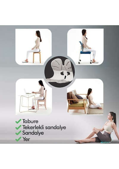 Ergonomik Bel Destekli Oturma Minderi Postür Düzeltici İş Ev Ve Araç Kaymaz Sırt Ve Koltuk Yastığı