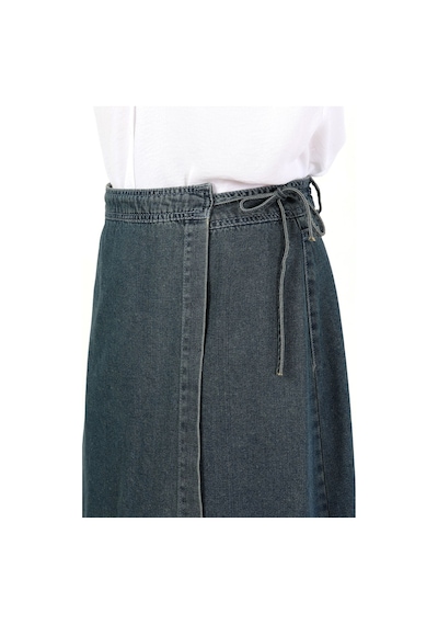 Vellichor Yandan Bağlamalı Denim Etek- Mavi Çok Renkli