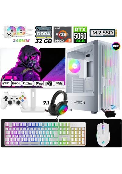 Fazeon Astra X310 R5-5600X 32 GB 1 TB M.2 NVMe SSD 8 GB RTX5060 24.5" Free Dos Masaüstü Oyuncu Bilgisayarı