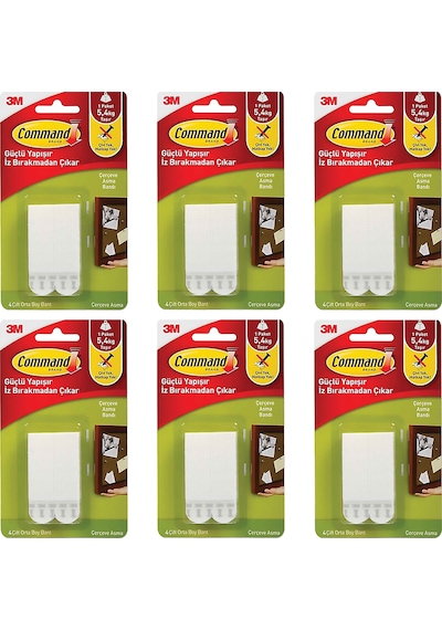 3m 17201 Command Orta Boy Cırt Bant 6 Paket