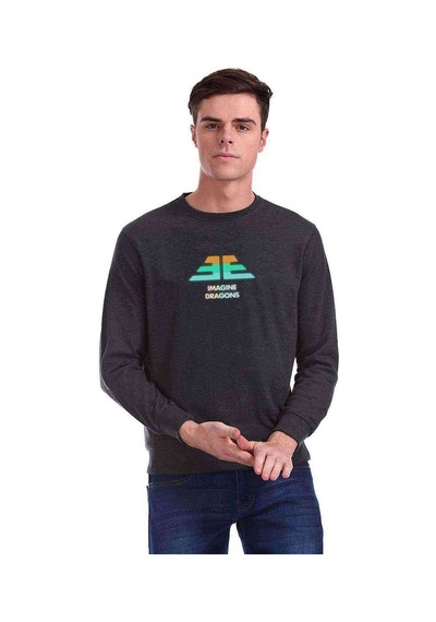 Imagine Dragons Baskılı Füme Erkek Örme Sweatshirt