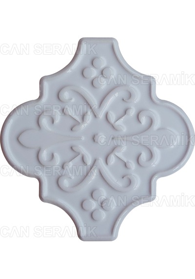 Can Seramik - 12x12 Cm. Arabesk Desenli Kabartmalı Çini Karo N11.275
