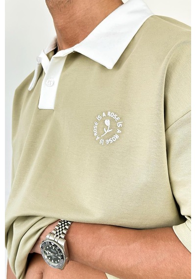 Su Yeşili Rose Polo Yaka Outplenty Premium Oversize Tişört Su Yeşili