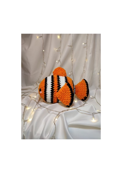 El Yapımı Amigurumi Turuncu Çizgili Balık Oyuncak - Amigurumi Peluş Oyuncak Çok Renkli