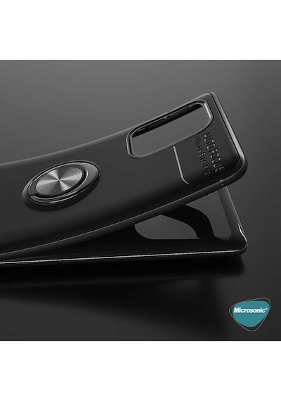 Microsonic Samsung Uyumlu Galaxy A91 Kılıf Kickstand Ring Holder