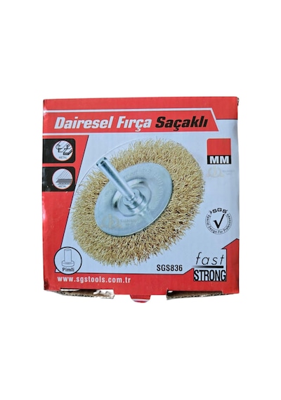 Sgs Pimli Çelik Tel Fırça - Saçaklı Dairesel - 75 Mm. - 1 Adet