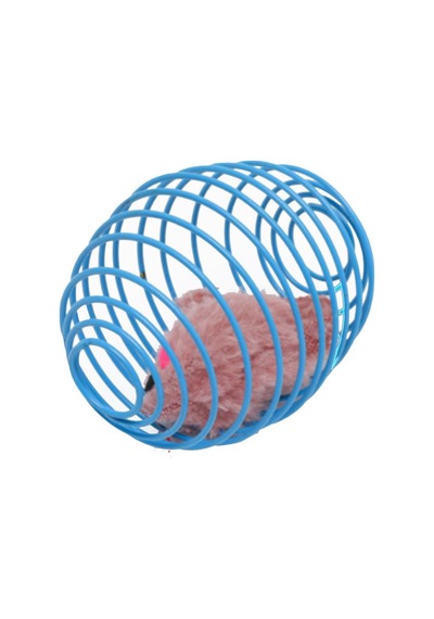 Petinka Kedi Oyuncağı Sıçrayan Spiral Yaylı Metal Fareli Kafes Kedi Oyun Topu