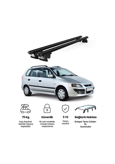 Venüs Mitsubishi Space Star 2002-2005 Uyumlu Siyah Ara Atkı Port Bagaj Tavan Barı
