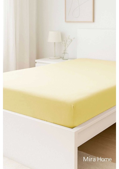 Çift Kişilik Düz Penye %100 Pamuklu Lastikli Çarşaf 160x200 Newsheet Sarı Çok Renkli