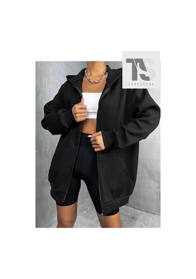 Tarzsokak Düz Siyah Unisex Oversize