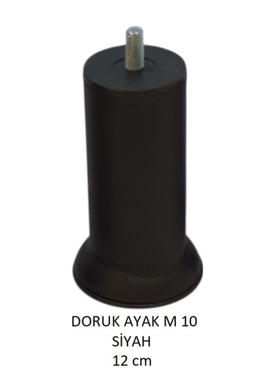 Doruk Ayak, Cıvatalı Baza Koltuk Dolap Ayağı, Metal, Siyah, M10, 12 Cm Siyah