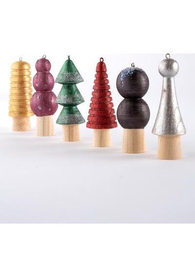 Wood Ahşap Ağaç Süsü 6 Lı 21050 Kahverengi