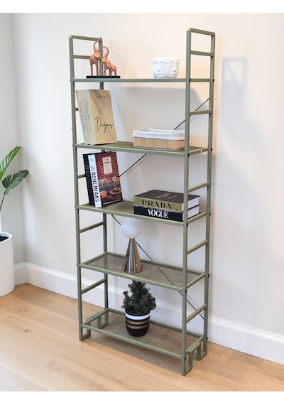 Dekoratif Yeşil Metal Kitaplık 5 Raflı Çok Amaçlı Stand Salon Ve Çalışma Odası Düzenleyici Haki Dekoratif Yeşil Metal Kitaplık 5 Raflı Çok Amaçlı Stand Salon Ve Çalışma Odası Düzenleyici Haki