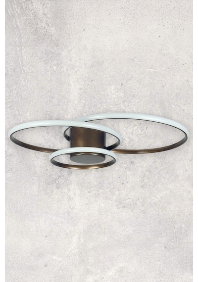 Sole Modern Tasarım Bronz Renk Salon - Mutfak - Hol Beyaz Led 3 Lü Avize Bronz