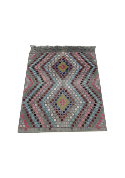 Kilim Antik El Dokuma Çumra Yörük Pamuklu Yün Kilimi 0151 - Yeni - Çok Renkli