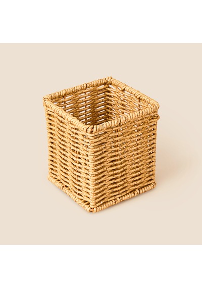 Rattan Kaşıklık - Kahverengi - 10x10x12 Cm Çok Renkli