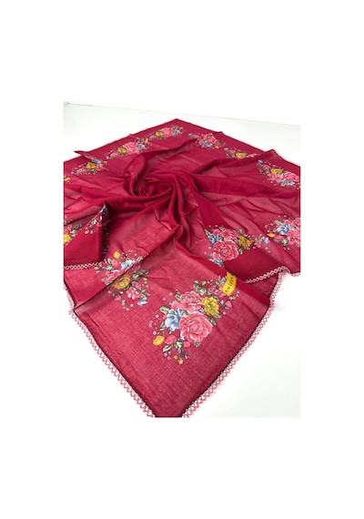 Eripek Oyalı Organik Pamuklu Yazma - 06084 Açık Bordo