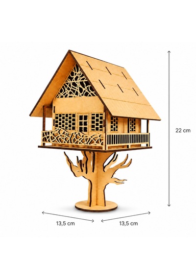 Tree House Ağaç Ev 3d Ahşap Maket 15 Parça Lazer Kesim Mdf Kolay Montaj Koleksiyonluk Puzzle
