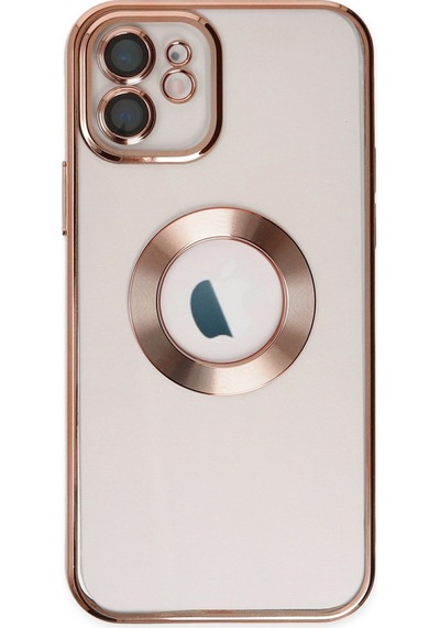 Apple Uyumlu  iPhone 12 Kapak Yanları Renkli Lens Korumalı Logo Gösteren Şeffaf Luxury Kılıf - Açık Mavi