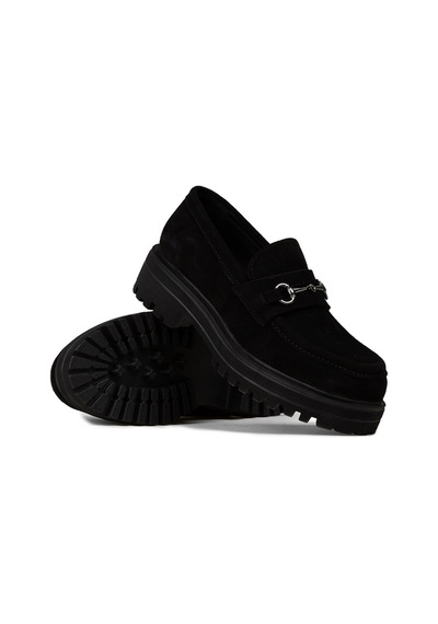 Deery Kadın Hakiki Süet Siyah Toka Detaylı Loafer - 02024zsyhe01 Siyah