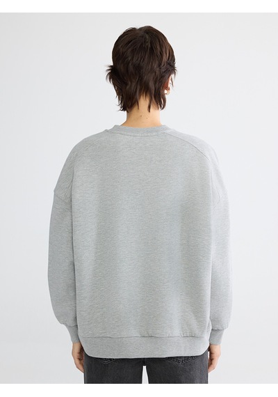 Lcw Vision Gri Bisiklet Yaka Oversize Kadın Kalın Sweatshirt