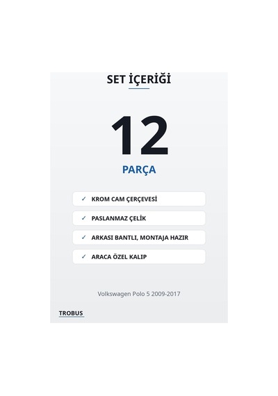 Volkswagen Polo 5 2009-2017 Uyumlu Krom Cam Çerçevesi 12 Parça Paslanmaz Çelik