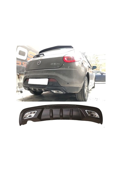 Fiat Bravo Uyumlu Difüzör Difizör Siyah + Kare Egzoz Görünüm C Tip 2006-2016