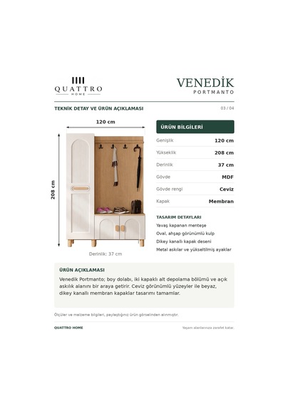 Venedik Geniş Vestiyer Ahşap
