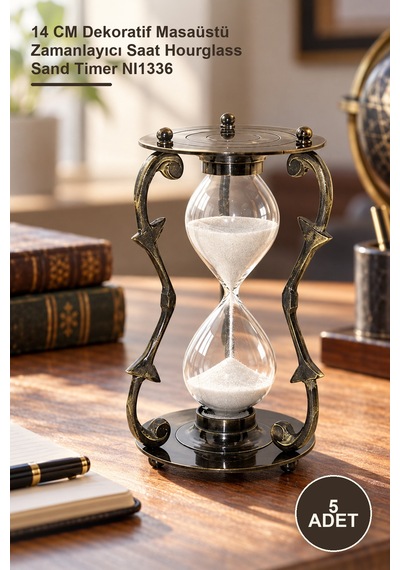 5 Adet Pirinç Kumsaati 14 Cm Dekoratif Masaüstü Zamanlayıcı Saat Hourglass Sand Timer Nı1336 Diğer