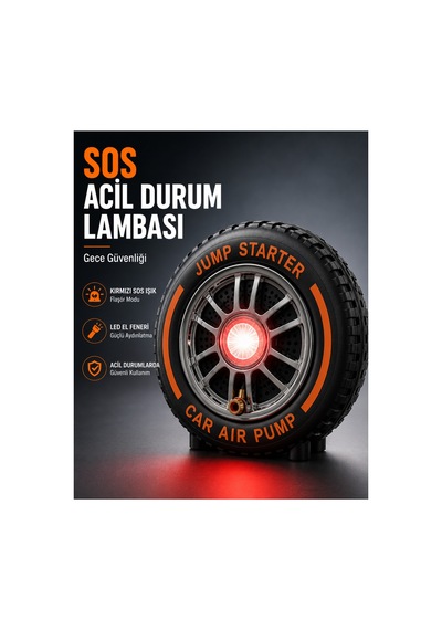 Akü Takviye Cihazı 1000a Jump Starter 150 Psı Lastik Şişirme Kompresörü Powerbank Led Fener