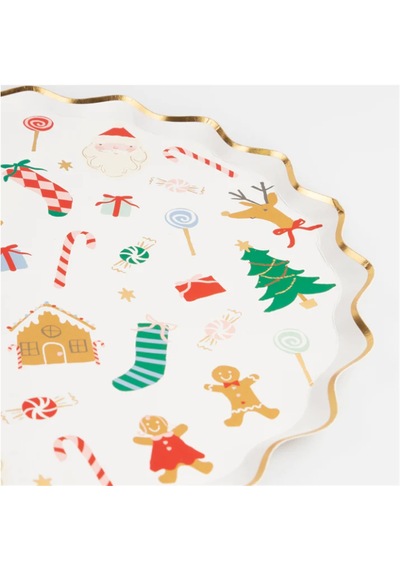 Meri Meri - Jolly Christmas Dinner Plates - Yeni Yıl Tabaklar L 8'li