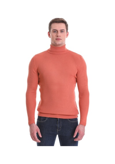 Hatemoğlu Somon Slim Fit Fitilli Balıkçı Yaka Yünlü Triko Kazak 34232023a0 Somon